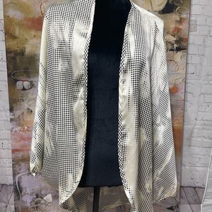 silky cape cardigan cream and black
